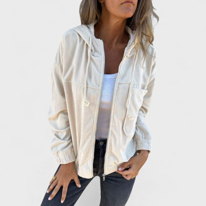 Veronika - Sametová bunda s kapucí a zipem