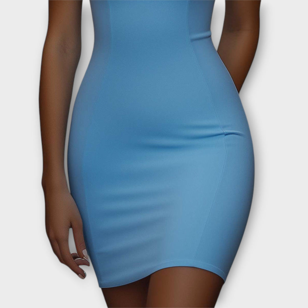 Maja - Modré elastické bodycon mini šaty