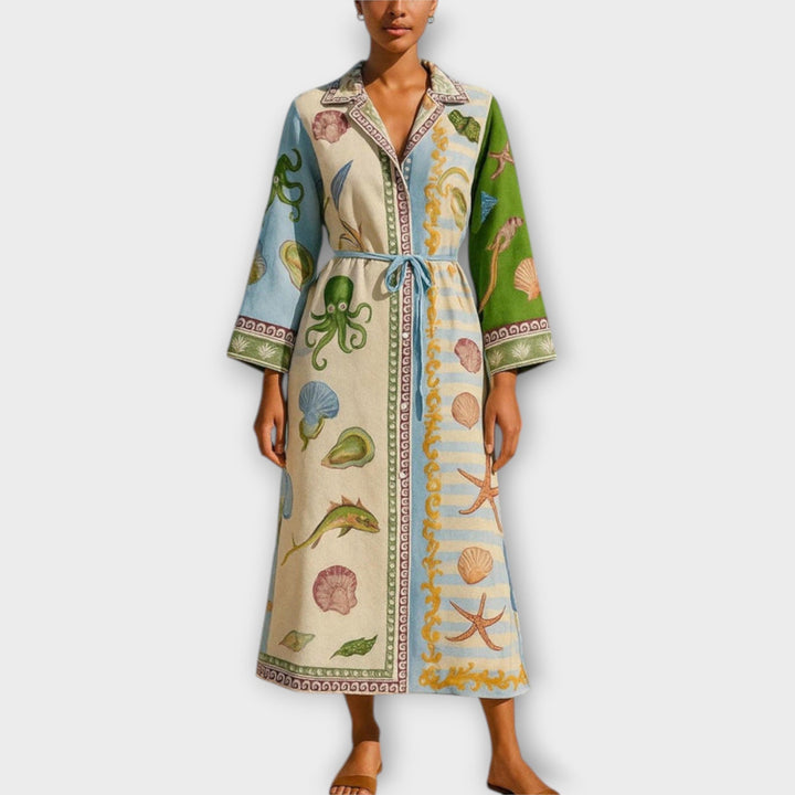 Jule - Tištěné midi šaty z twillu s páskem