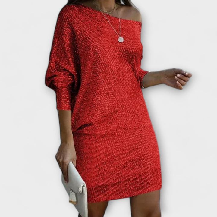 Party šaty s flitry a kontrastem