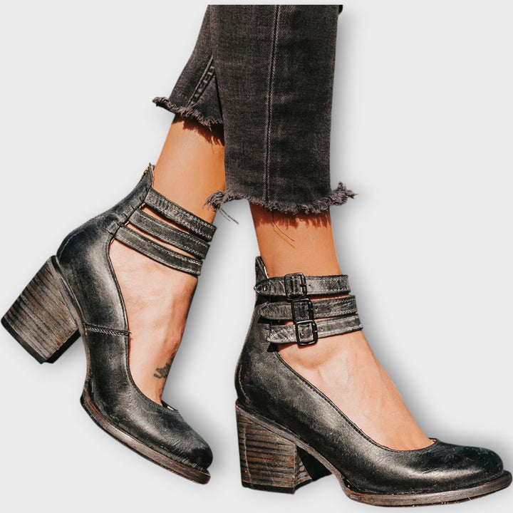 Karolína Elegantní Sandály SeTřemiPásky ŠirokýPodpatek