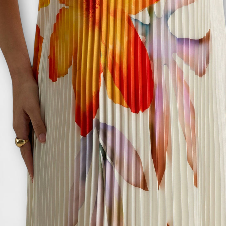 Michelle - Maxi šaty Sweetheart v oranžové květinové