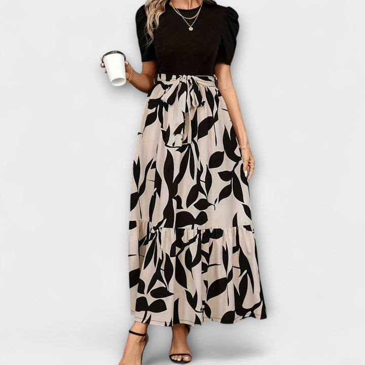 Luna - Letní šaty s květinovým vzorem a kulatým výstřihem