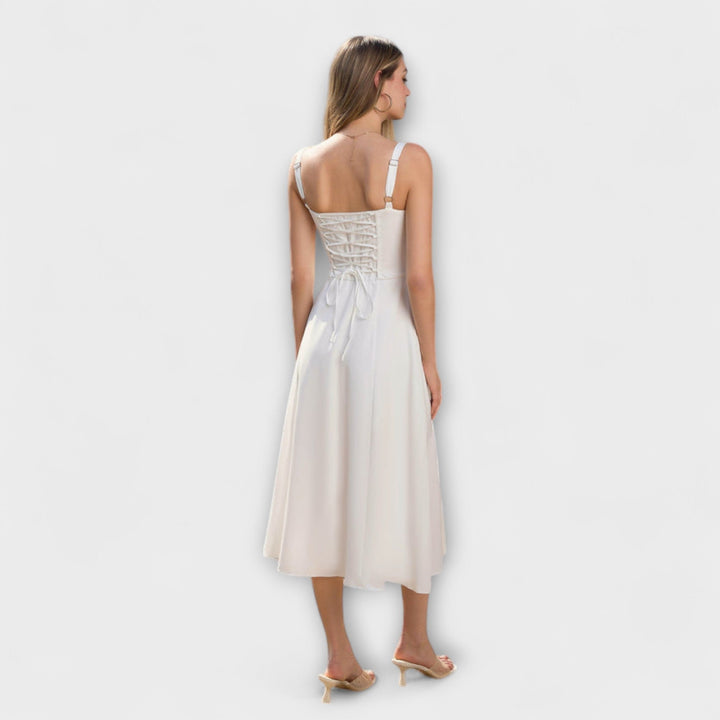 Naděje - Růžový top šaty s detailem rozparku