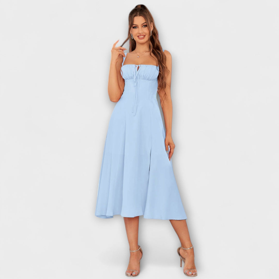 Naděje - Růžový top šaty s detailem rozparku