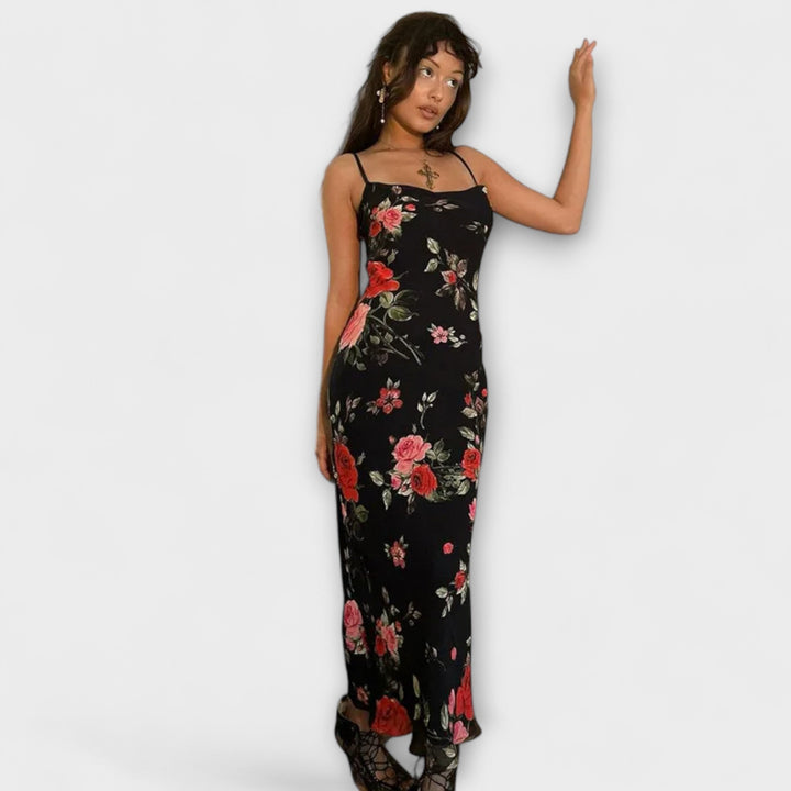 Šaty bodycon s květinovým vzorem a ramínky