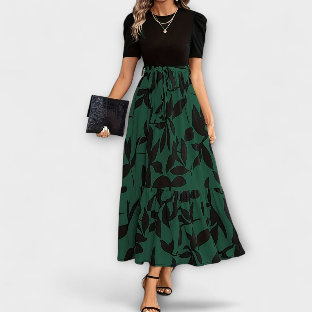 Luna - Letní šaty s květinovým vzorem a kulatým výstřihem