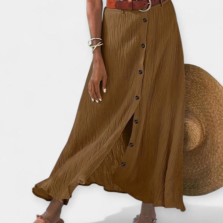 Klára - Poloprůhledná midi sukně s rozparkem