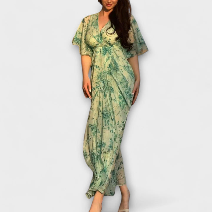 Lana - Stylové květinové šaty s V výstřihem