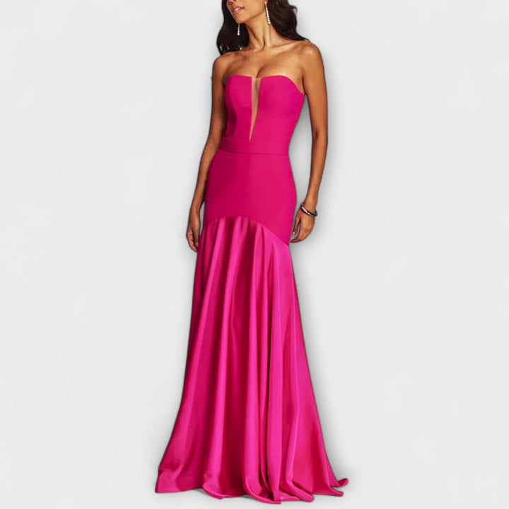 Vada - Maxi šaty s odhalenými rameny a V-výstřihem